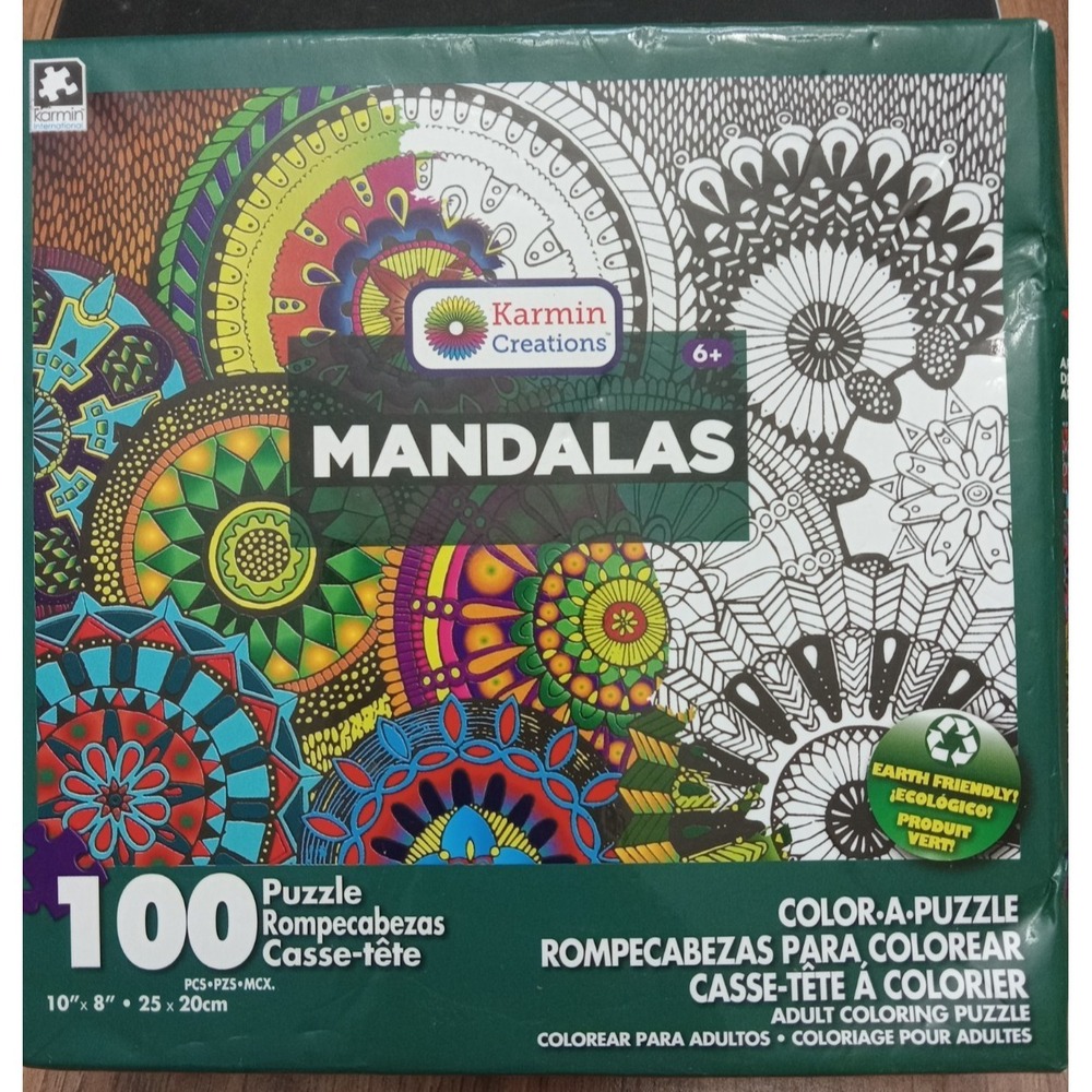 Karmin Creations Mandalas Puzzle 100 pieces 10" x 8" SEALED NEW WITH BOX DAMAGE